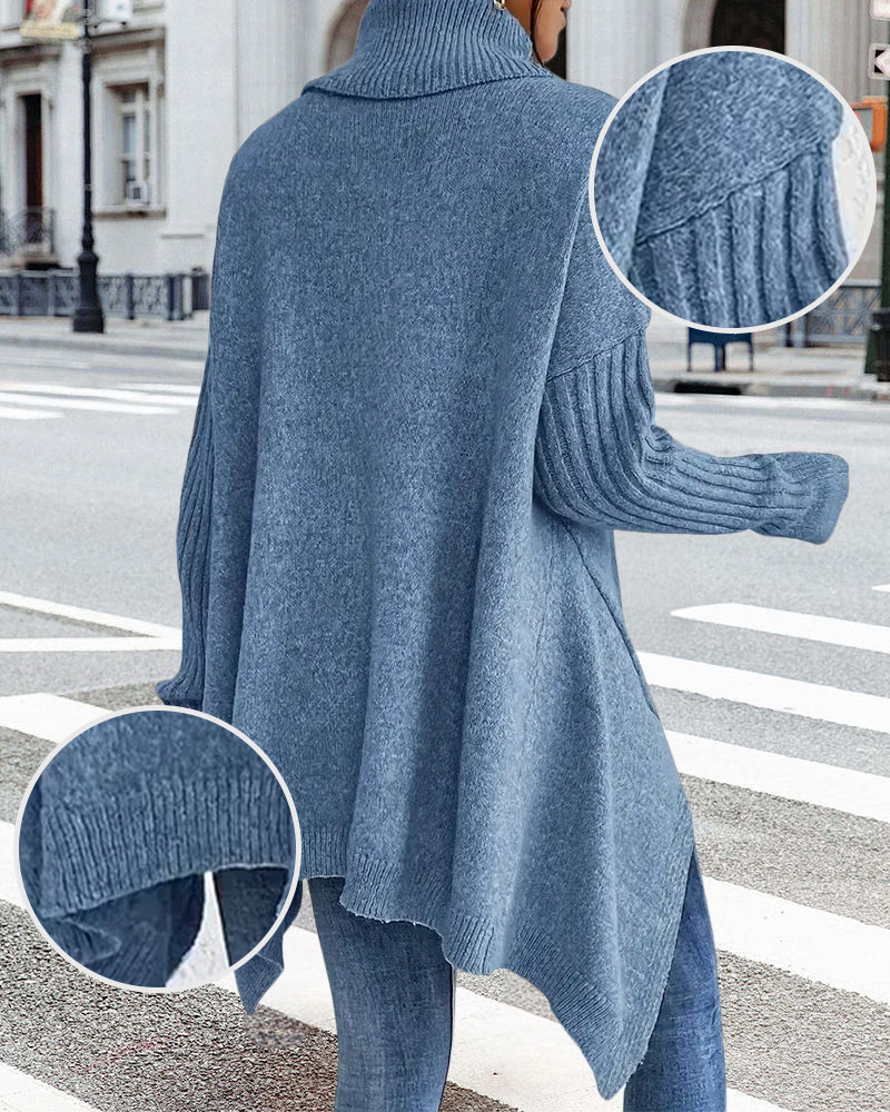 Stilla | Pullover med Høj Krave og Asymmetrisk Snit