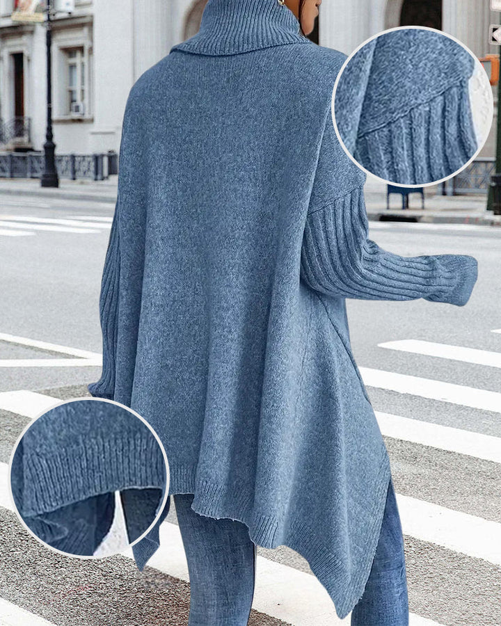 Stilla | Pullover med Høj Krave og Asymmetrisk Snit