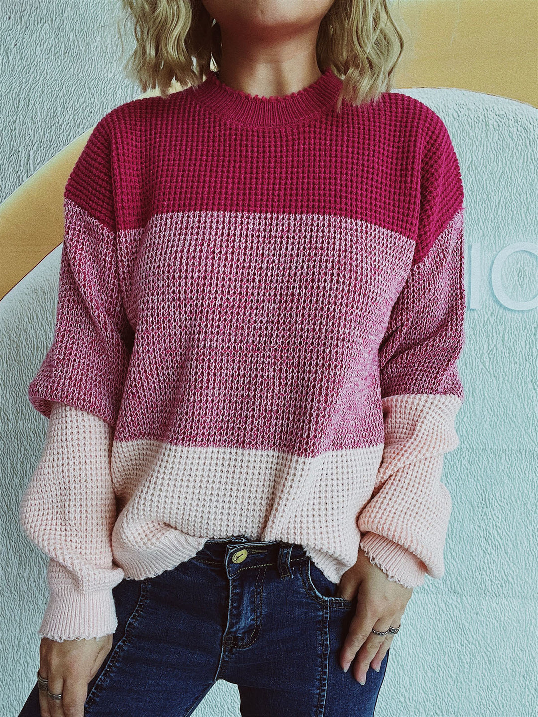 Stilla | Pullover med lange ærmer og farveblok design