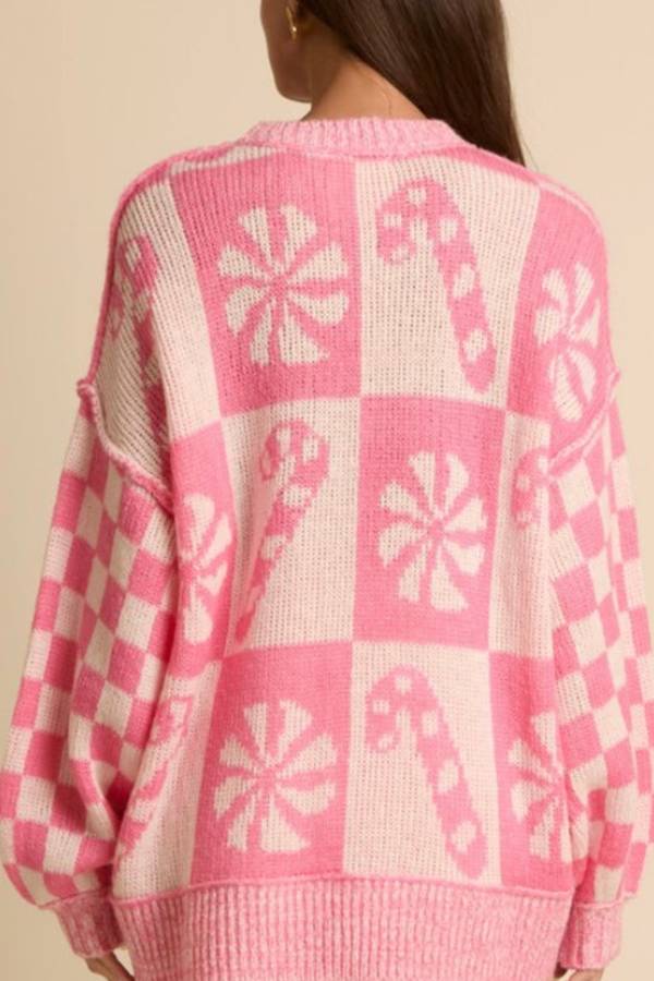 Stilla | Jule-snefnug slik rund hals langærmet løs strikket sweater