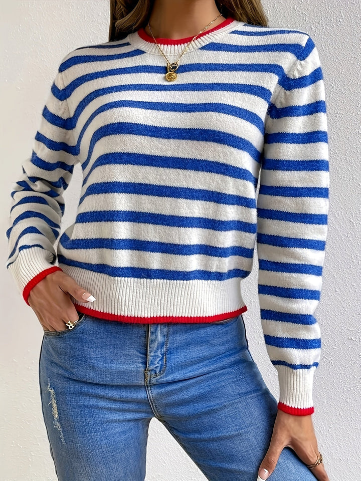 Stilla | Rundhals sweater med stribemønster