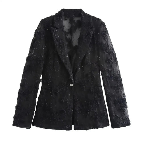 Stilla | Elegant dameensemble bestående af en blazer og en glimmerbukser