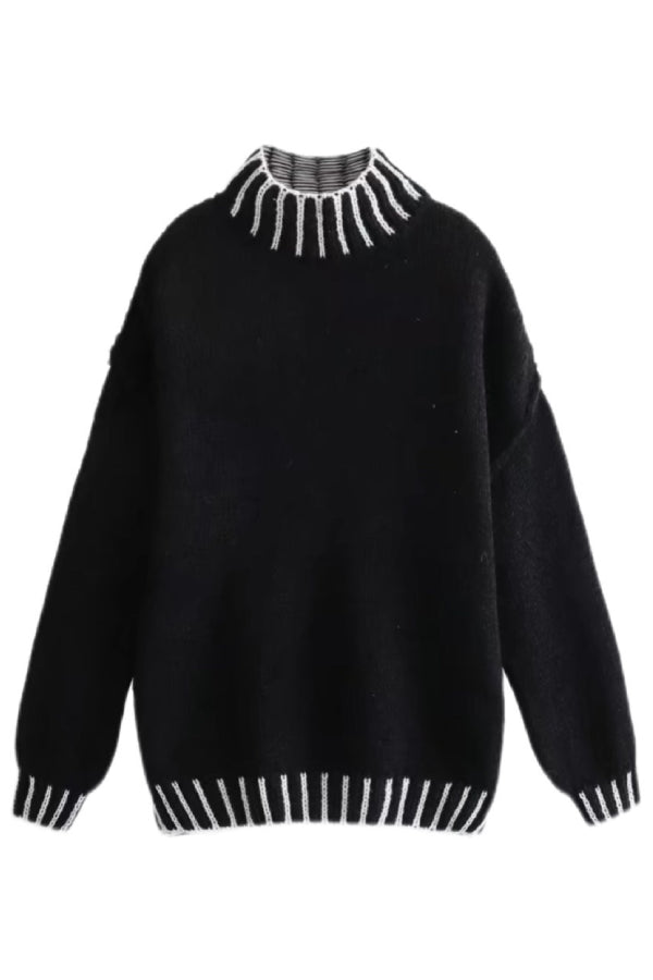 Stilla | Cozy Rullehals Sweater med Farveblokmønster