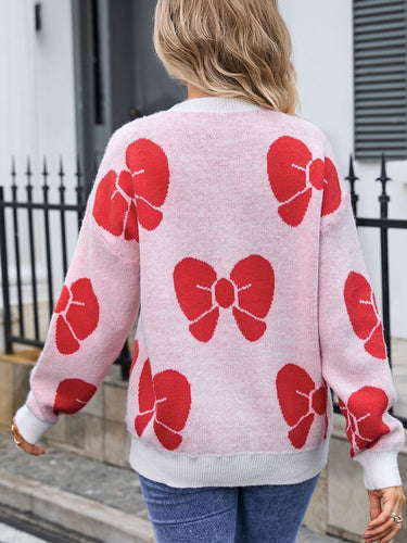 Stilla | Rundhalset Pullover med Overskårne Skuldre og Sløjfe