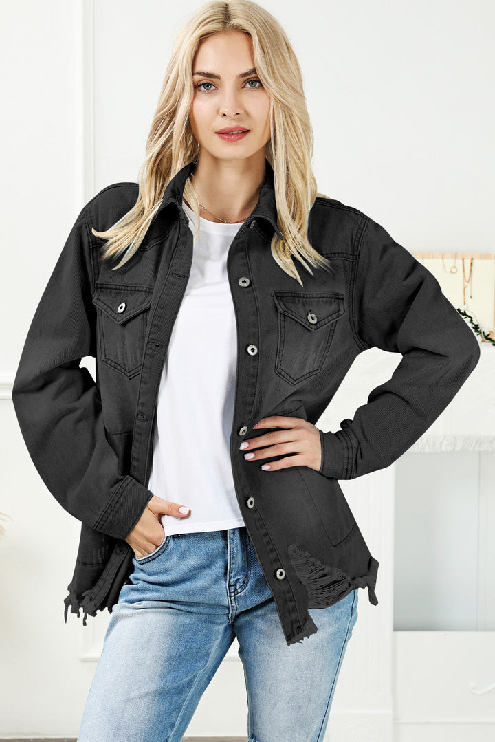 Stilla | Knapper Op Frayed Hem Denim Jakke