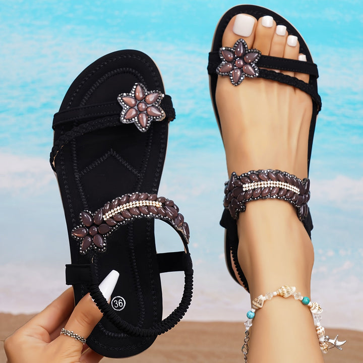 Stilla | Boho Chic Kvinder Sandaler Med Glitrende Djerstons