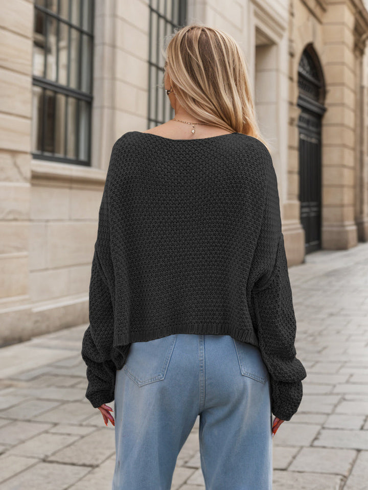 Stilla | Pullover med lange ærmer, rund halsudskæring og faldende skuldre