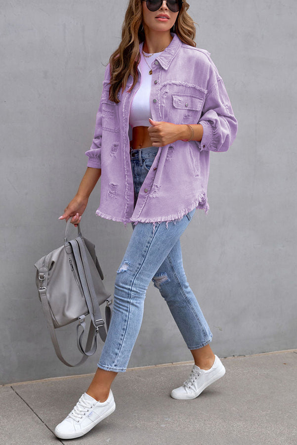 Stilla | Thinking Out Loud Lommer Frayed Denim Shacket