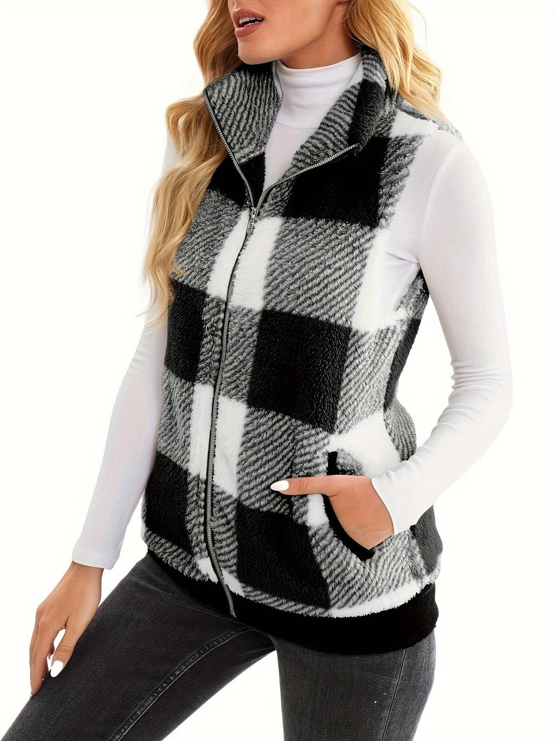 Stilla | Ternet Teddy-cardigan med ståkrave