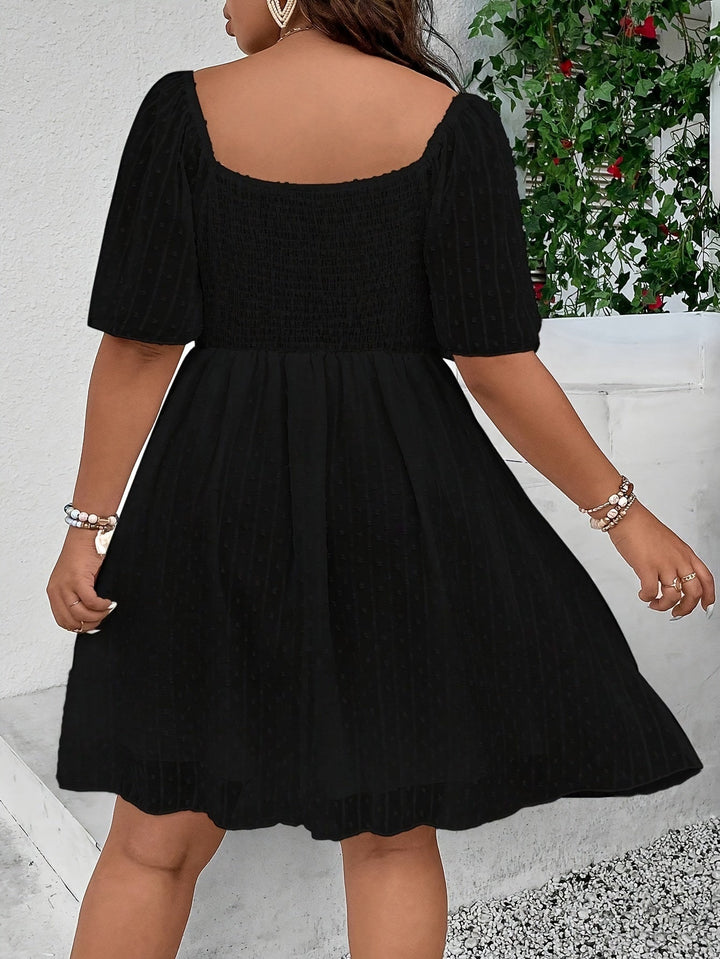 Stilla | Sommerkjole Plus Size Elegant Kjole Schweizeriske Prikker &amp; Blondeafslutninger