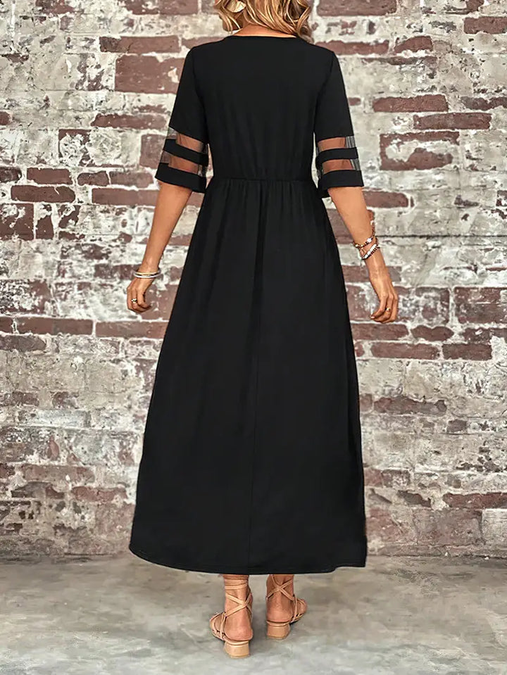 Stilla | Elegant Kjole Med Halvmilede Ærmer Og Elegant Mesh Syning