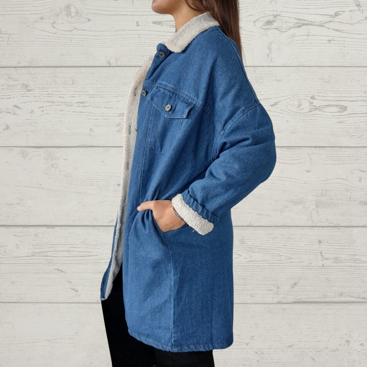 Stilla | Jeansjakke med lammeskindsfor
