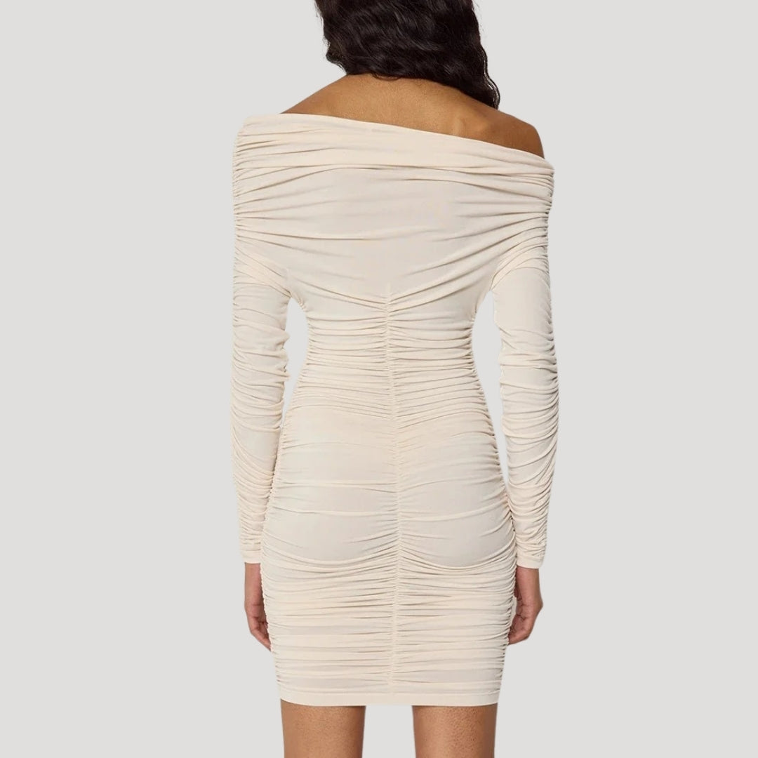 Stilla | Kvinders Off Shoulder Ruched Bodycon Mini Kjole