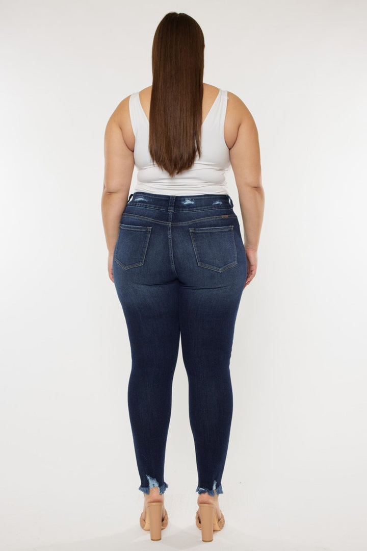 Stilla | Full Size Cat's Whiskers Raw Hem Høj Talje Jeans