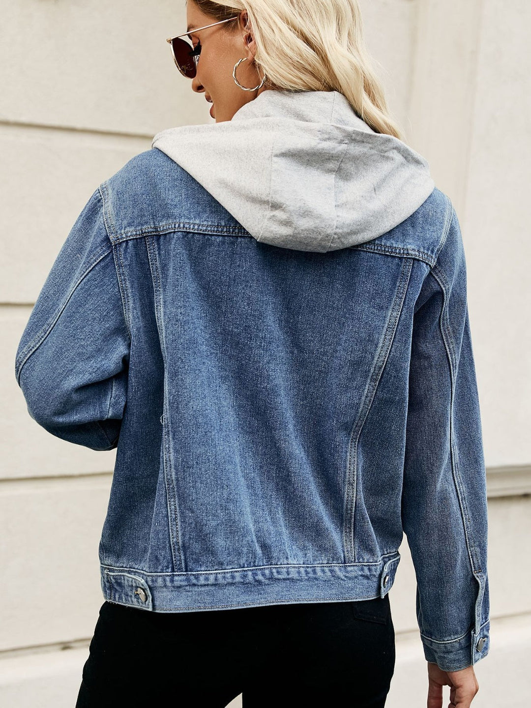 Stilla | Hættetrøje Knappen up Denim Jakke