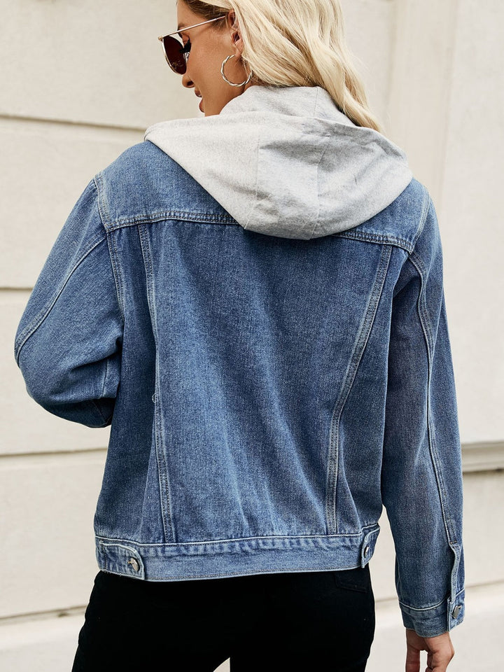 Stilla | Hættetrøje Knappen up Denim Jakke