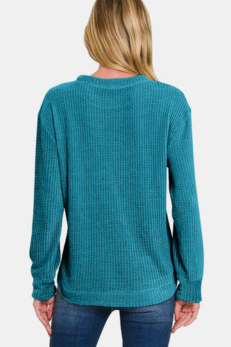 Stilla | Strikpullover med ribbet krave af chenille