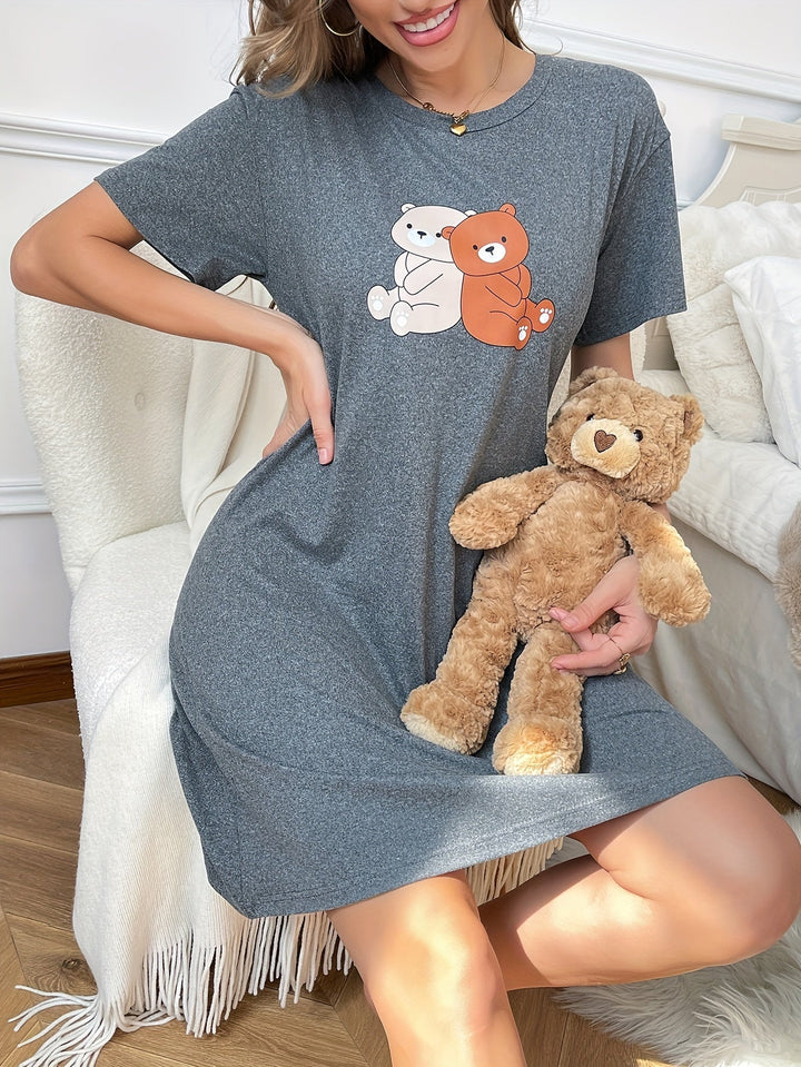 Stilla | Bears Printed Kjole Kortærmet Rund Hals Afslappet Og Komfortabel