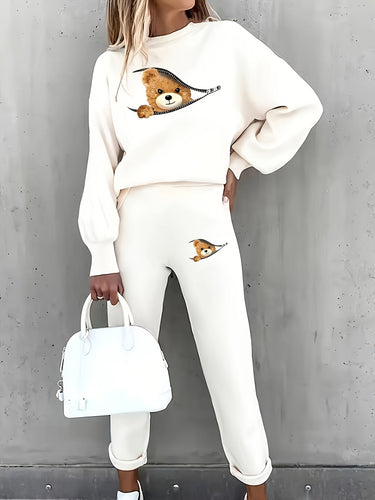Stilla | Dame Sweatshirt Sæt Med Teddy Bjørn Tryk