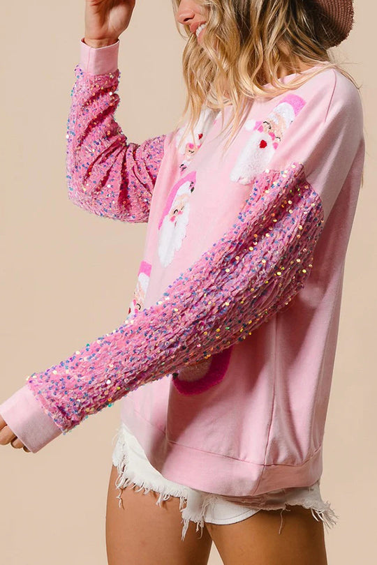 Stilla | Jul Løs Rundhals Pailletter Ærme Sweatshirt