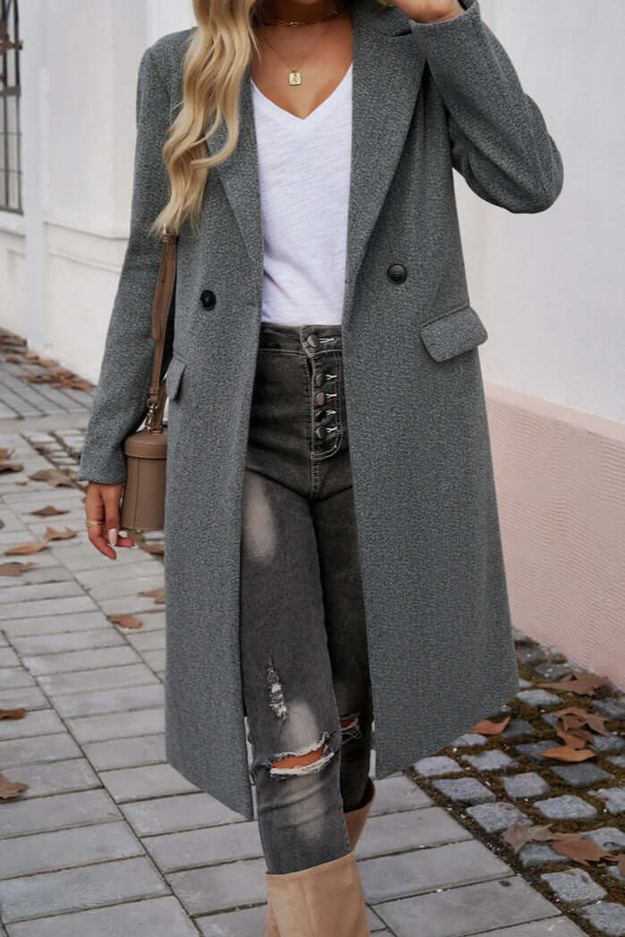 Stilla | Elegant Dobbeltknappet Langfrakke