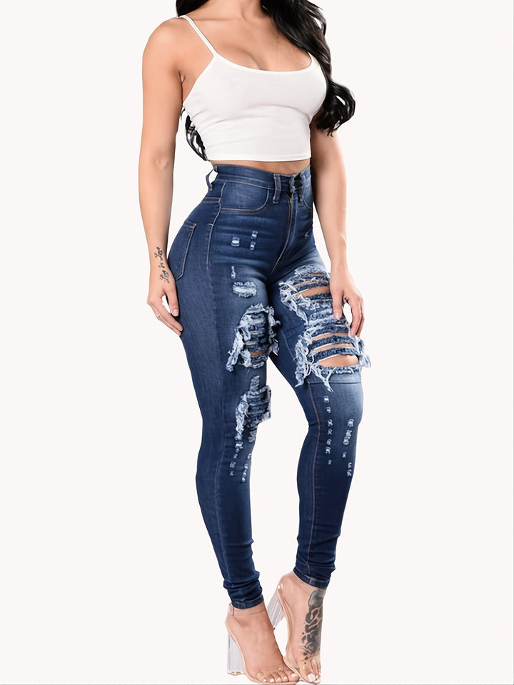 Stilla | Ripped Huller Skinny Leg Distressed Denim Jeans Bukser
