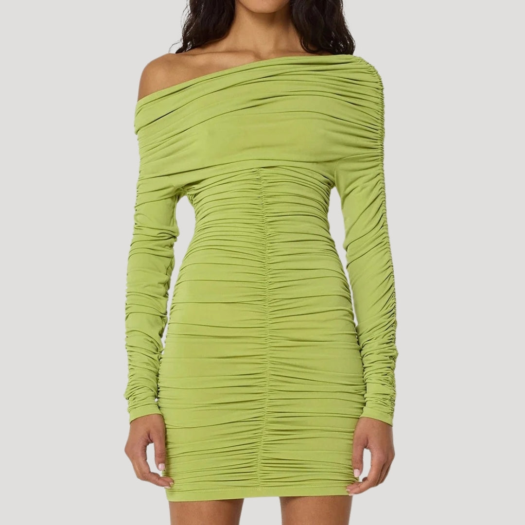 Stilla | Kvinders Off Shoulder Ruched Bodycon Mini Kjole