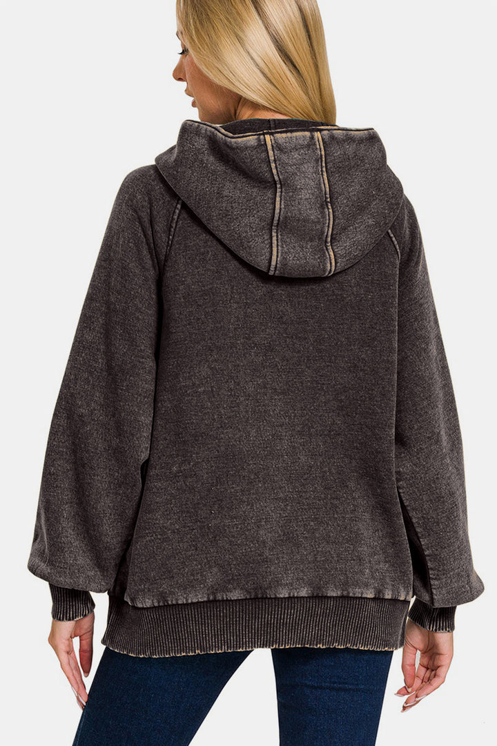 Stilla | Zenana Sweatjakke Med Kængurulomme Af Survasket Fleece