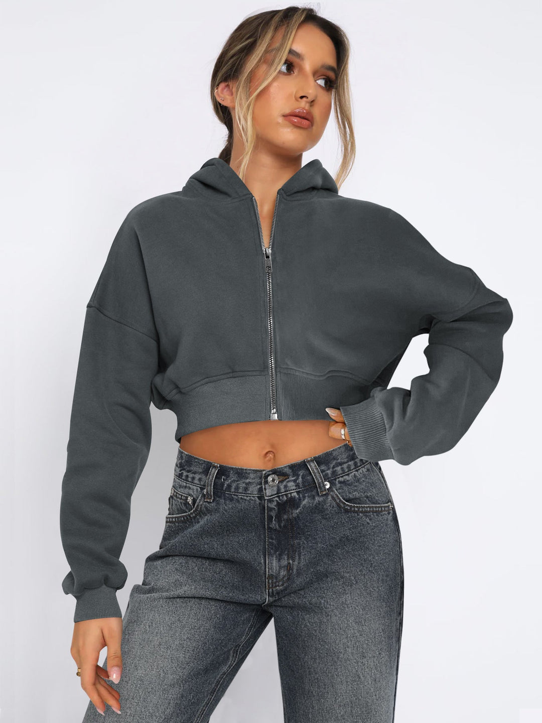 Stilla | Fleece-Hoodie med Lynlås
