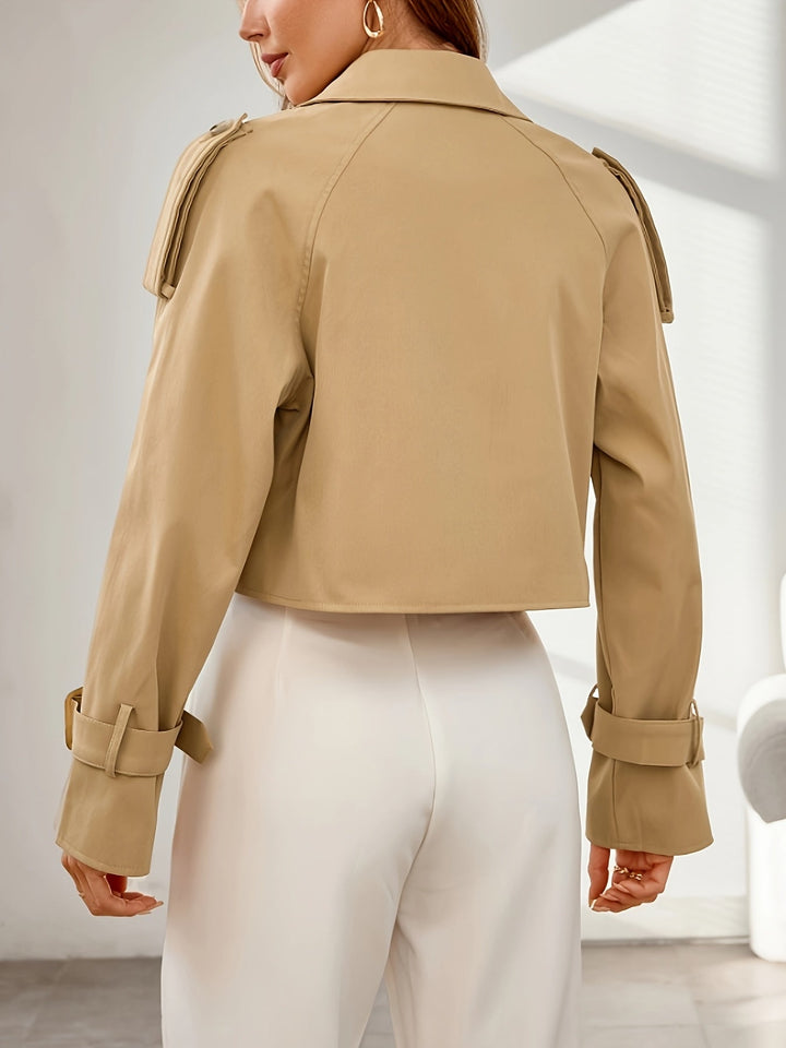 Stilla | Stilfuld Khaki Cropped Trenchcoat - Behagelig & Elegant