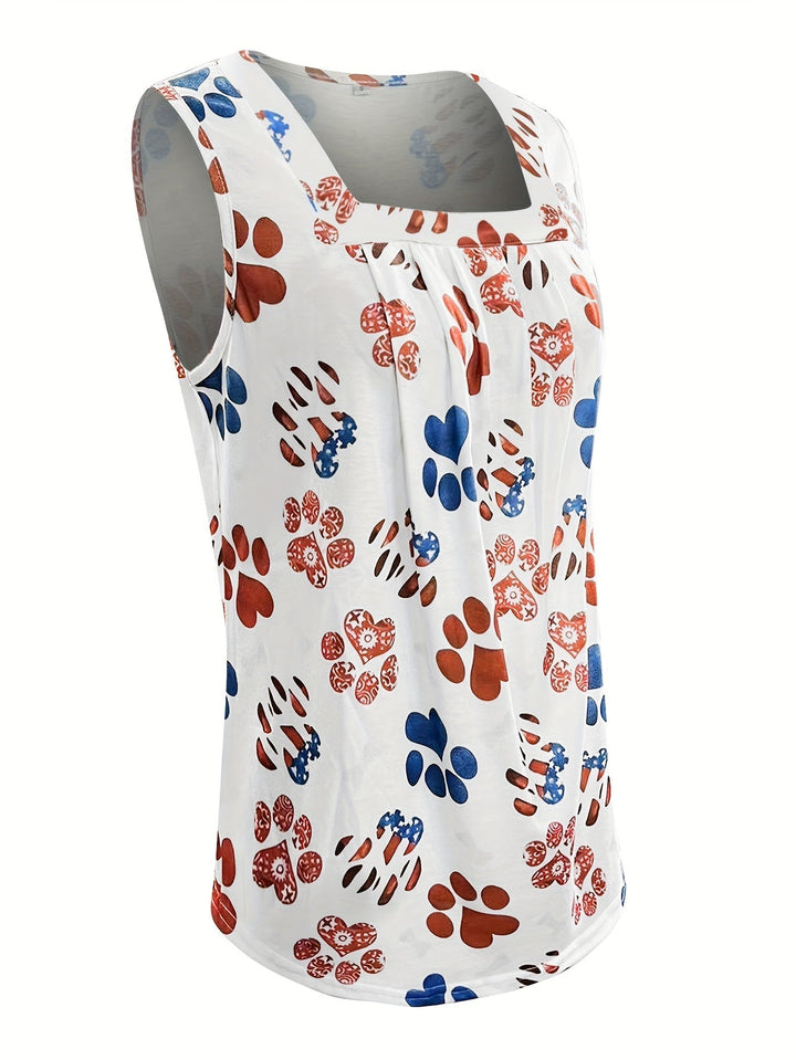 Stilla | Elegant Top Uden Ærmer Med Blomsterprint Og Poter Samt Plisseret Udskæring