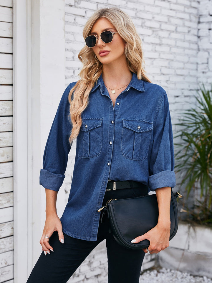 Stilla | Up Collared Neck Denim Jacket