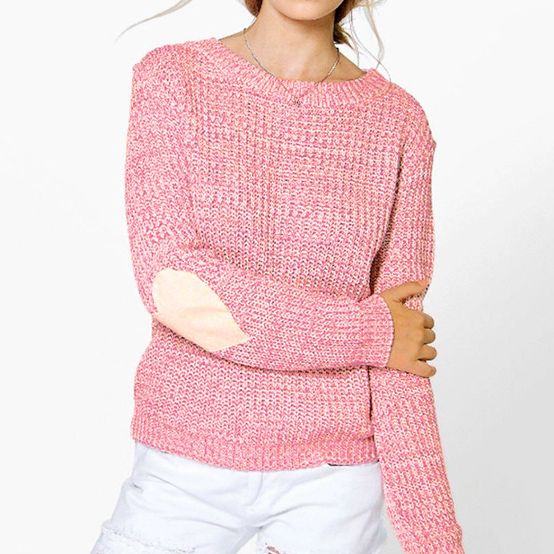 Kvinders strikket sweater med hjerte applikationer og afslappet pasform Stilla
