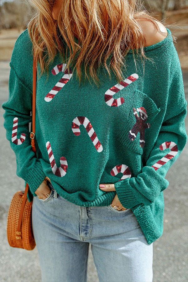 Stilla | Pailletter Juledesign Pullover Sweatshirt