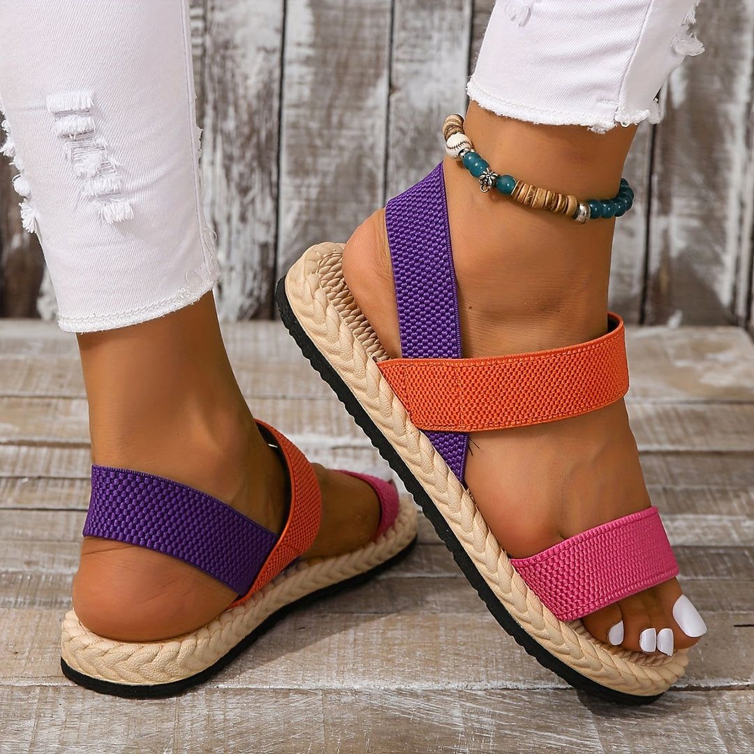 Stilla | Åbne Tæer, Elastiske Remme, Efterligning Af Espadrille Sål, Strand Sko