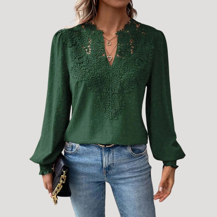 Stilla | Blonde Broderet Langærmet Bluse