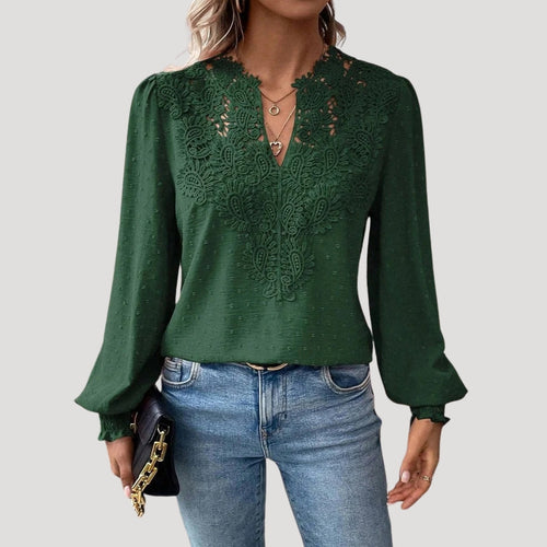 Stilla | Blonde Broderet Langærmet Bluse