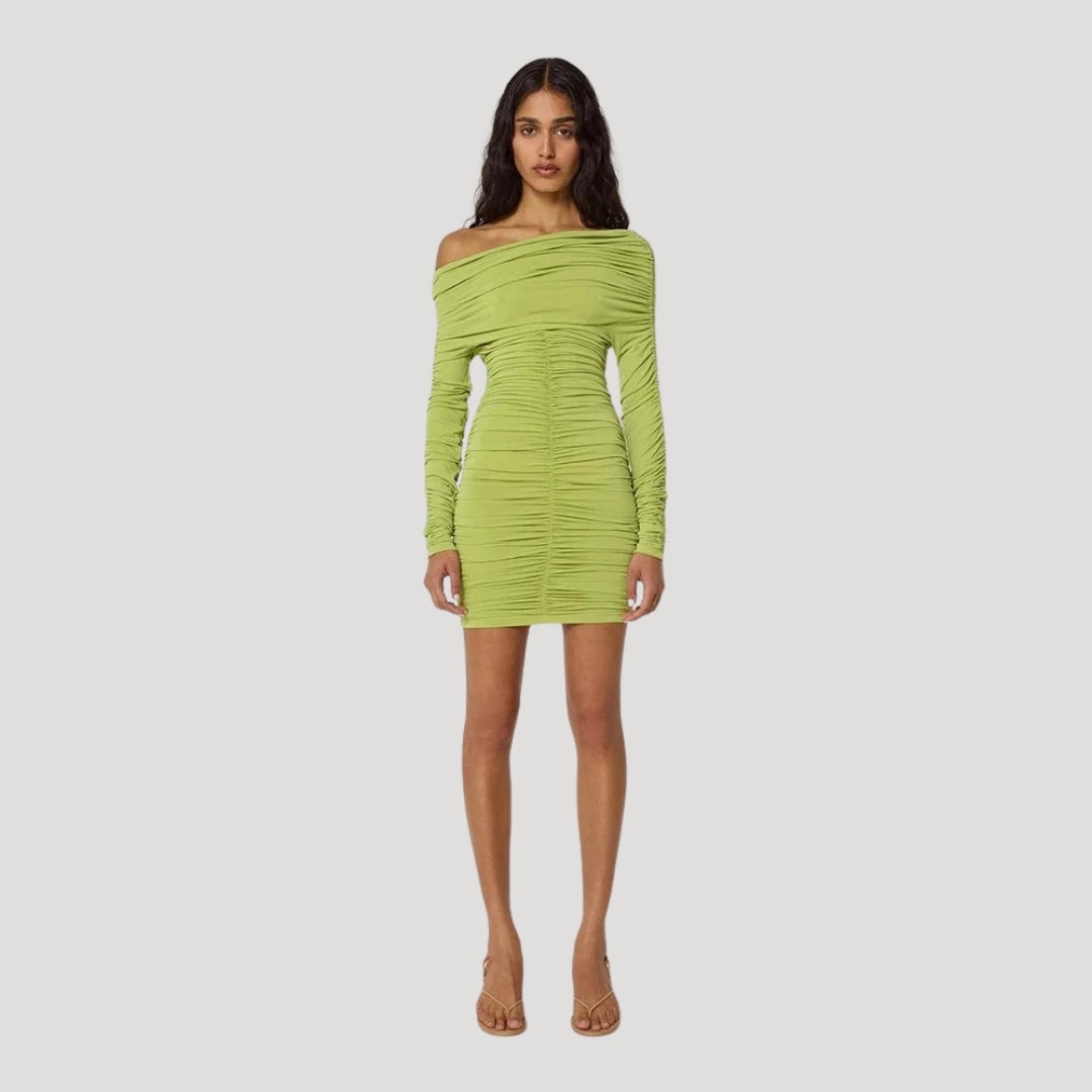 Stilla | Kvinders Off Shoulder Ruched Bodycon Mini Kjole