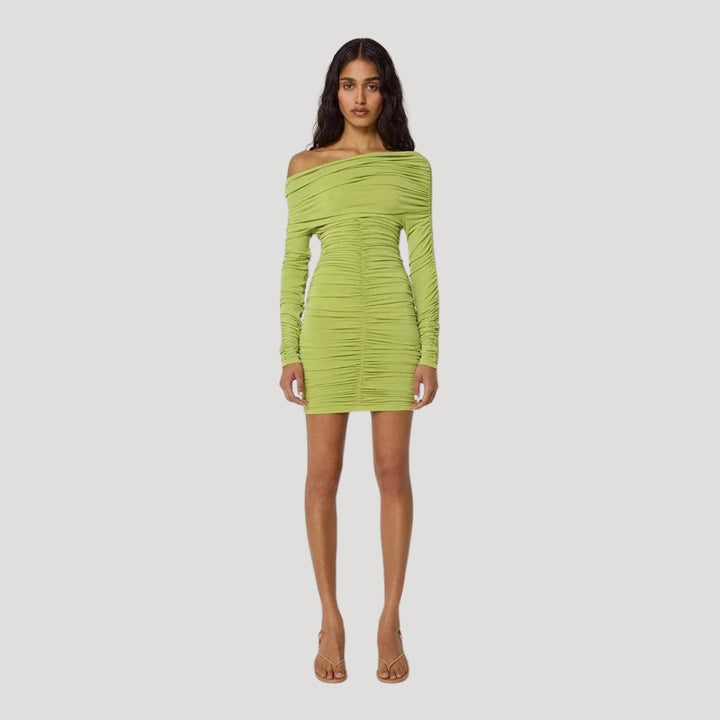 Stilla | Kvinders Off Shoulder Ruched Bodycon Mini Kjole