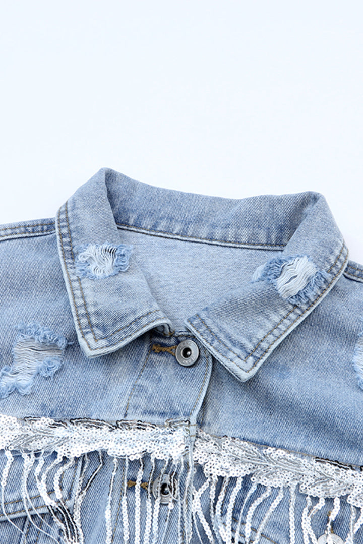 Stilla | Frynset Trim Slidset Knaplukket Denimjakke