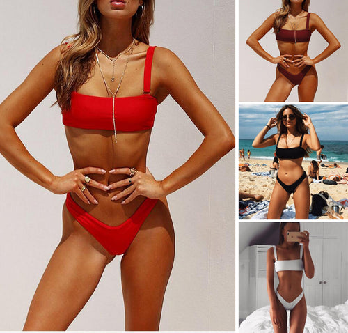 Dame To-delt Bikini-sæt med minimalistisk design og høj benudskæring Stilla