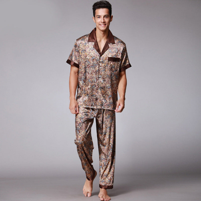 Herrer satin pyjamasæt med kunstfærdigt paisleymønster og elegante accenter Stilla