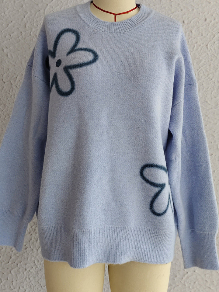 Stilla | Pulli med lange ærmer og rund, blomsteragtig udskæring