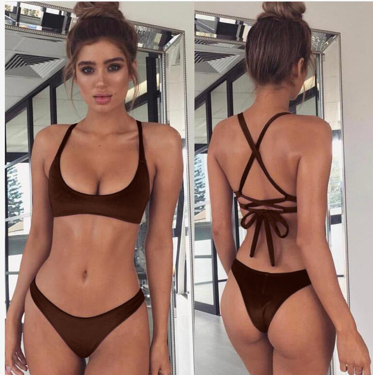 Dame To-delt Bikini med elegant båndsnøring og høj benudskæring Stilla