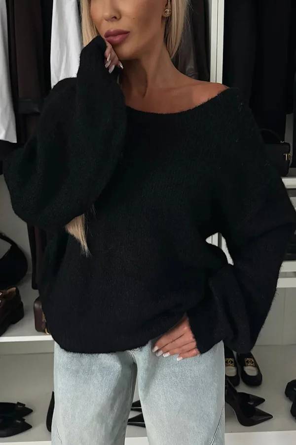 Stilla | Strikpullover med trendy kvaster, leopardmønster og bindebånd