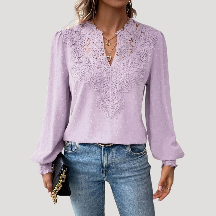 Stilla | Blonde Broderet Langærmet Bluse