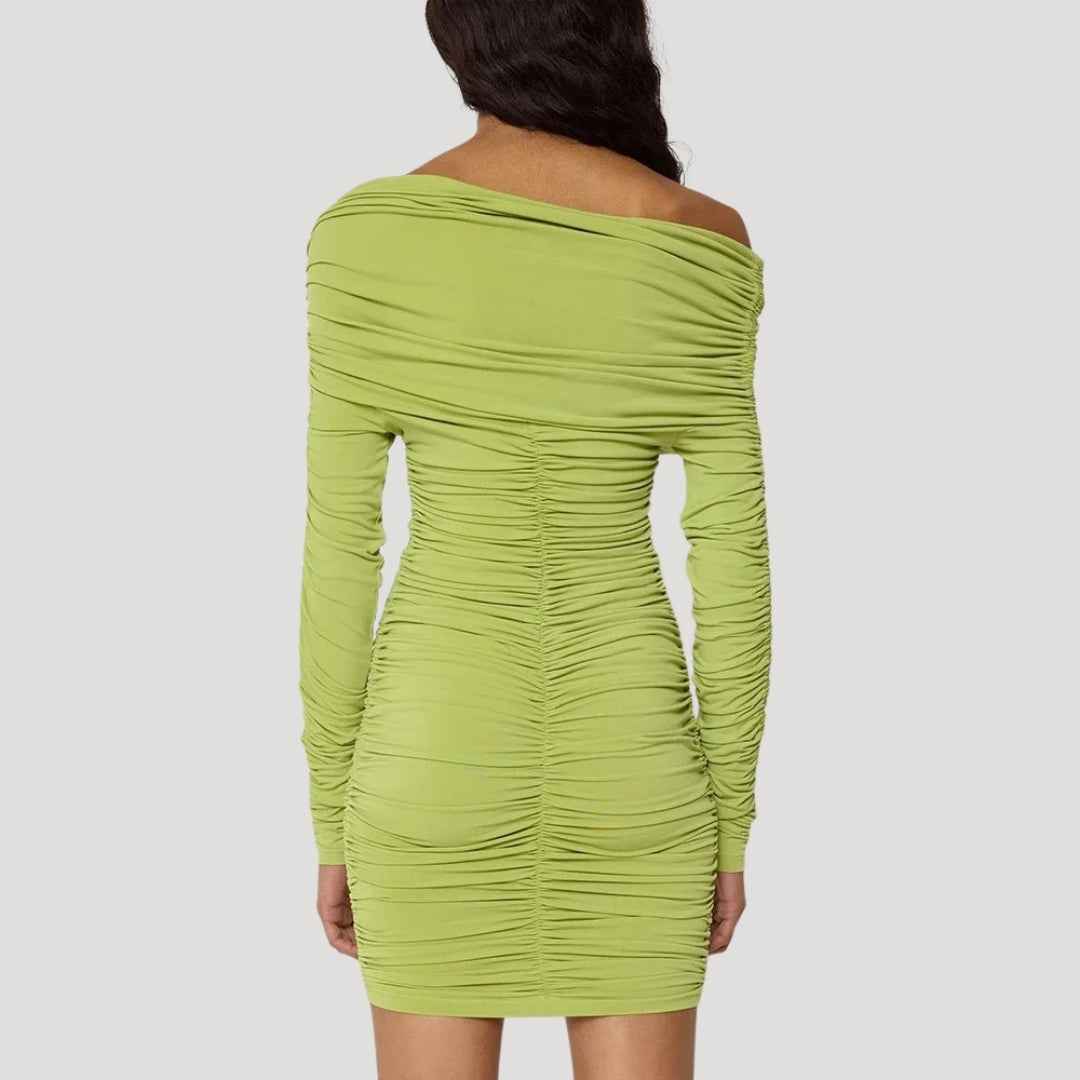 Stilla | Kvinders Off Shoulder Ruched Bodycon Mini Kjole