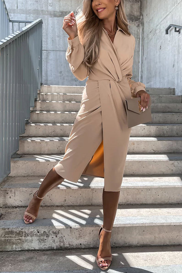 Stilla | Twist V-hals Slids Midi Kjole