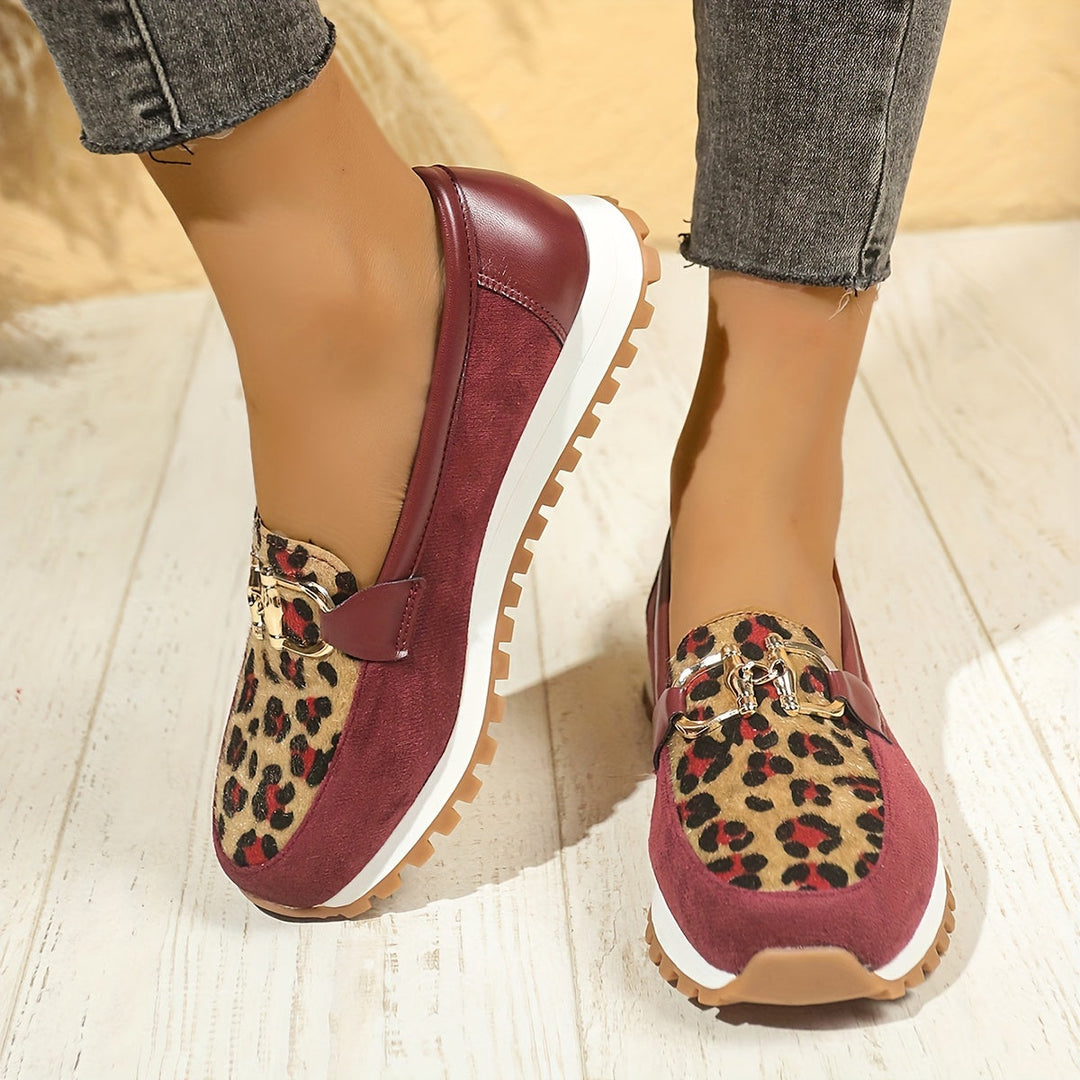 Stilla | Dame Slip on Loafers Panterprint, Skridsikre Og Komfortable