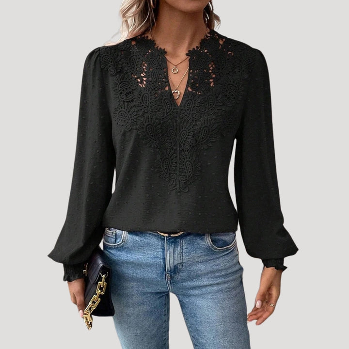 Stilla | Blonde Broderet Langærmet Bluse